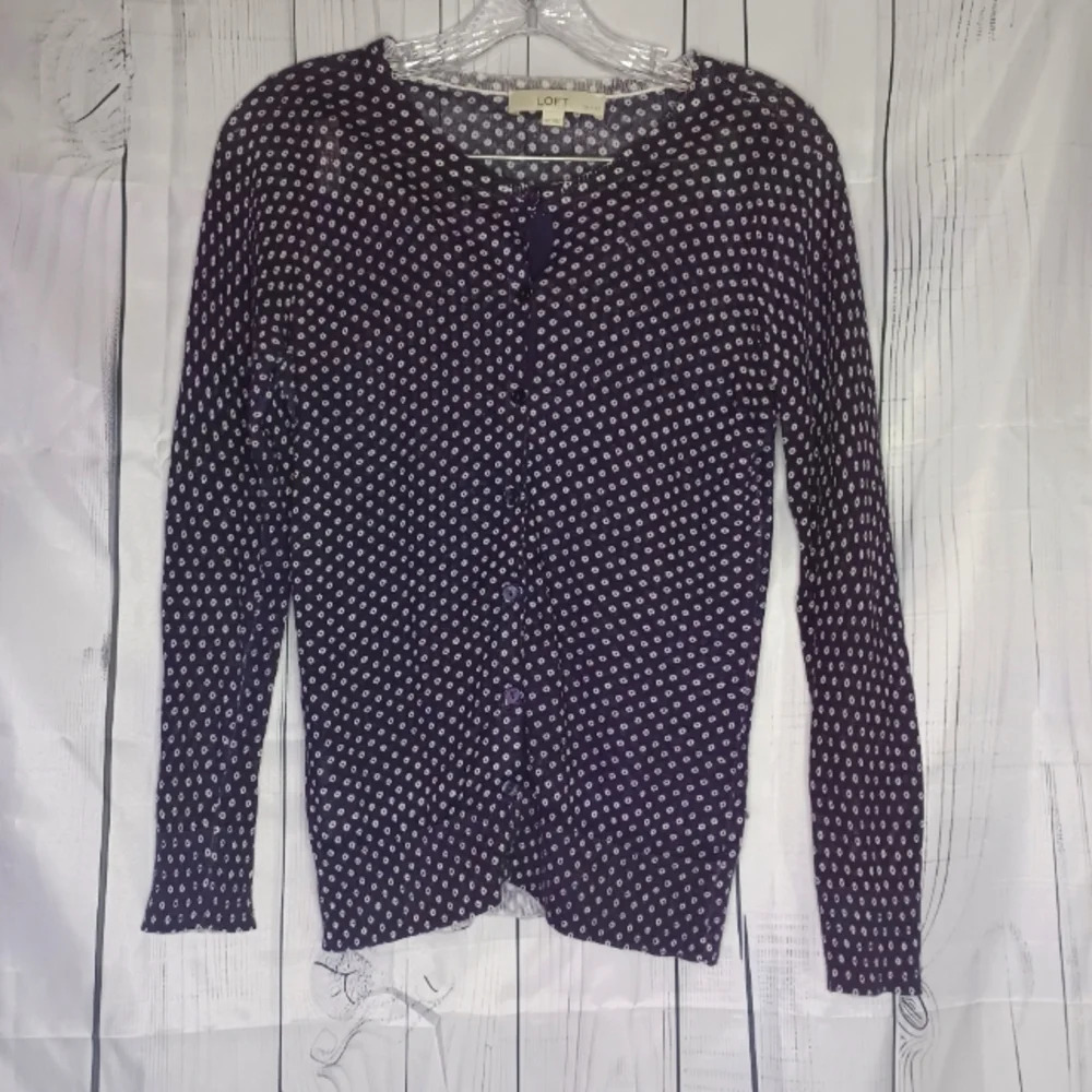 Loft lightweight polka dot preppy classic cardigan